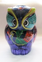 Talavera Clay Hand-painted Owl Bank Figurine Mexican Folk Art OB1 - £21.01 GBP