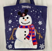 Disney Parks Disneyland Snowman With Mickey Mouse Ears Canvas Tote Bag - £15.78 GBP