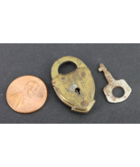 vintage MINIATURE padlock &amp; key heart SMALL 1 1/8&quot; COLLECTORS LOOK! - $49.99
