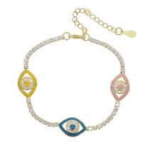Ling fashion women jewelry neon enamel colorful turkish evil eye charm tennis chain eye thumb200
