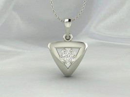 CZ Diamond Stone 925 Solid Sterling Silver Modern Pendant Necklace Jewelry - £31.08 GBP+