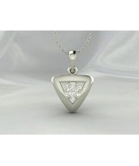 CZ Diamond Stone 925 Solid Sterling Silver Modern Pendant Necklace Jewelry - $57.33 CAD+