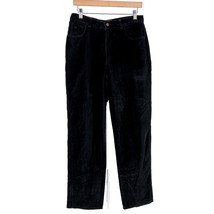 Gloria Vanderbilt Velour Pants 10 Womens Black Cotton Straight Pockets - $17.68