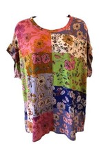 Johnny Was Cosmo Relaxed Tee T-Shirt XL Mixed Floral Print Soft Bamboo T... - £59.53 GBP