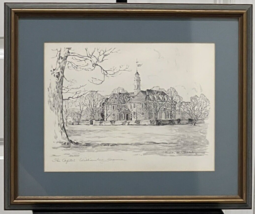 Vtg Charles Overly Pencil Sketch Drawing The Capital Building Wmsburg VA 18”x15&quot; - £42.49 GBP