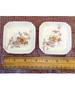 Karlsbad H &amp; Co Porcelain Trinket Dish LOT Orange Flower Design 3&quot; square - £11.93 GBP