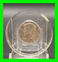 Vintage 1969 Kennedy Half Dollar Acrylic Paperweight ~ Dimensions 2⅜&quot; x ... - £27.37 GBP