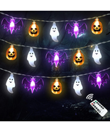 Halloween Lights Decor, 16 FT 30 LED 3D Pumpkin Bat Ghost Battery Operat... - €11,53 EUR
