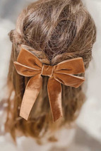 Brown Velvet Bowknot Frenchy Girl Fashion Hair Clip - £5.00 GBP