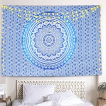 Mandala Wall Hanging Hippie Ombre Tapestrys Blue And White - 82X55 Inch Indie Ae - £28.90 GBP