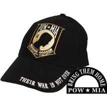 CP00503 Black POW*MIA &quot;Their War Is Not Over&quot; Cap w/ Embroidered Logo - £10.42 GBP