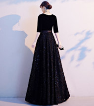 Black Velvet Maxi Dress Gowns Women Custom Plus Size Cocktail Dress image 15