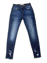 kancan jeans womens 7 / 27 blue skinny distressed frayed hem ripped 26x30 euc - £27.53 GBP