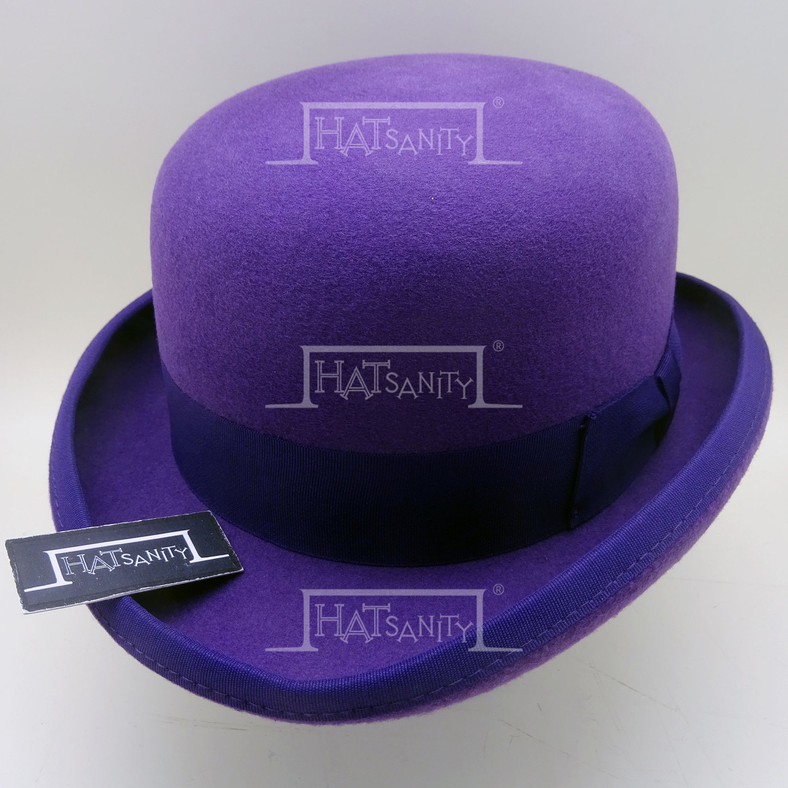 HATsanity Unisex Retro Wool Felt Formal Dura Bowler Hat - Purple
