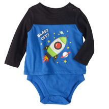 Garanimals Infant Boys One-piece Long-Sleeve Creeper Rocket Size 6-9 Months - £15.71 GBP