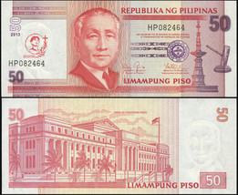 Philippines. Banknote 50 piso. 2013. Unc. Paper. Cat# P.215a - $5.21