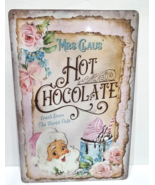 Christmas Vintage Style Mrs Claus Hot Chocolate Pink Santa Claus Tin Wal... - $21.77