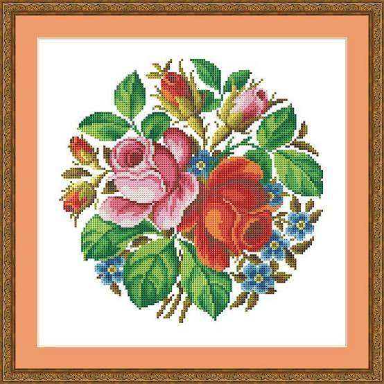 Primary image for Berlin Woolwork Roses Bouquet 4 Cross Stitch PDF Pattern PDF