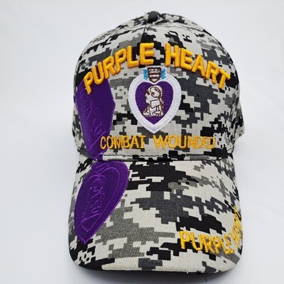 Purple Heart Combat Wounded Cap Ball Hat Embroidered Digital Camouflage  - $19.79