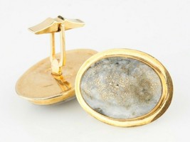 Beautiful 14k Yellow Gold 39 Carat Rock Crystal Cufflinks Great Gift - $65,524.35 MXN