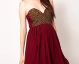 ONE TEASPOON Womens Mini Dress Last Dance Raw Edge Beaded Burgundy Size ... - $95.16