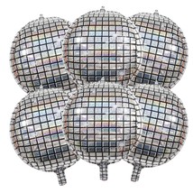 Disco Balloons, 6Pcs Rainbow Silver Disco Ball Balloons, 22 Inch 4D Disco Ball D - £8.96 GBP