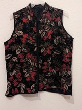 Coldwater Creek Women’s Floral Corduroy Vest Size XL Button Front Mock Neck - £18.35 GBP