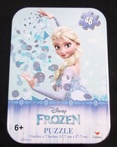 Disney Frozen mini puzzle in collector tin 48pcs New Sealed Elsa &amp; Snowflakes - £3.14 GBP