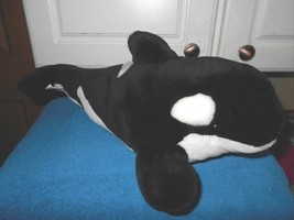 Sea World Plush Orca Whale Black White 16&quot; Lgth    - $12.87