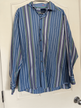 Tommy Bahama Men&#39;s Multi Color Stripe Collared Long Sleeves Dress Shirt Medium - $36.47