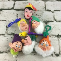 Disney Snow White Backpack Clips Lot Of 6 Dwarfs And Queen McDonalds Toys - $11.88