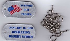 US ARMY OPERATION DESERT STORM DOG TAGS "SUPPORTING OUR TROOPS" PAIR NIP - $2.72