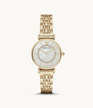 New Emporio Armani Women&#39;s Two-Hand Gold-Tone Stainless Steel Watch AR1907 - £137.74 GBP