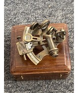 Antique Brass Pocket Sextant Navigation Nautical Marine Vintage Wooden Box - £39.80 GBP
