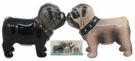 Adorable Kissing Love Pugs Decorative Ceramic Salt And Pepper Shakers Figurines - £13.31 GBP