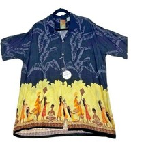 Pineapple Connection Mens Hawaiian Shirt Black Human Figures Aloha Vintage M - £19.78 GBP