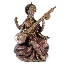 SMALL SARASWATI STATUE 3&quot; Hindu Goddess of Knowledge Deity Icon Miniatur... - $299.18 MXN