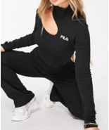 Blvck Fila Crop Top Cut out Asymmetrical Sexy XS Sports Yoga Mock Neck A... - £29.05 GBP