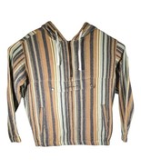 Quicksilver Neo Poncho Beach Hoodie Mens Size Medium Beige Gray Striped ... - $64.35