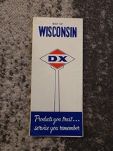 VINTAGE ANTIQUE DX PRODUCTS OIL GAS SERVICE STATION WISCONSIN STATE MAP - $10.88
