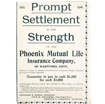Phoenix Mutual Life Insurance Co 1899 Advertisement Victorian Connecticu... - €17,28 EUR