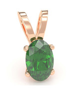 Lab-Created Emerald Oval Solitaire Pendant In 14k Rose Gold - $367.91 CAD