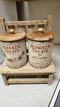 Primitive/Vintage Vibe Reindeer Treats Canister  ~ Double Sided - £16.92 GBP