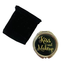 Kiss and Make up Mini Compact Mirror with Fabric Pull Bag NWT by Ganz - £6.56 GBP
