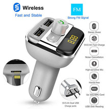 [Pack of 2] Car Wireless FM Transmitter 3.4A Dual USB Charge Hands-free Call ... - £40.25 GBP