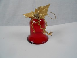 Vintage Silvestri Christmas Tree Glass Ruby red Bell Ornament with Gold Bow 3.5” - £7.47 GBP