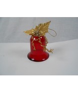 Vintage Silvestri Christmas Tree Glass Ruby red Bell Ornament with Gold ... - $9.50