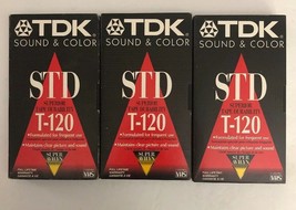 Tdk T-120 Std 6 Hour Blank Vhs Tapes Lot Of 3-Used-RARE VINTAGE-SHIPS N 24 Hours - £11.77 GBP