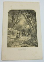 Antique 1870s Wood Engraving Print Cathedral Churchgoers New Years Thomas Moran - £44.86 GBP