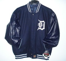 MLB Detroit Tigers Wool Body & Leather Sleeves Reversible Jacket  L JH Design - $129.99